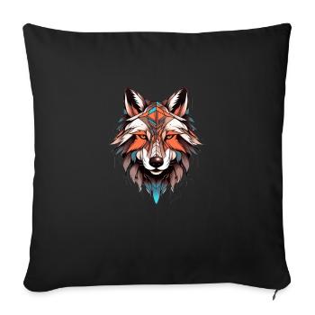 Wolf Neo Dessin de tatouage traditionnel - Housse de coussin décorative 45 x 45 cm - noir - Devant