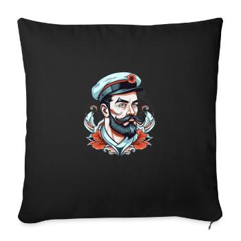 Captain Neo Dessin de tatouage traditionnel - Housse de coussin décorative 45 x 45 cm - noir - Devant