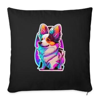small dog and neon light - Sofa pillowcase 17,3'' x 17,3'' (45 x 45 cm) - black - Front