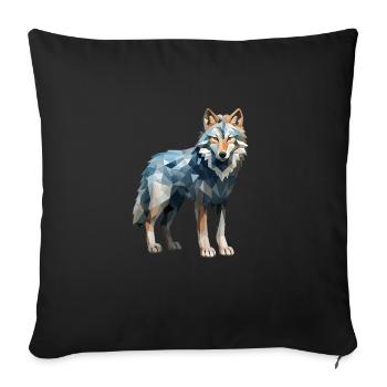 Wolf Geometric Drawing - Sofa pillowcase 17,3'' x 17,3'' (45 x 45 cm) - black - Front