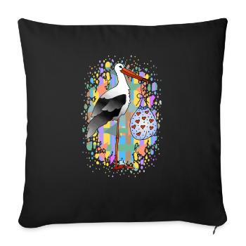Cigogne - Housse de coussin décorative 45 x 45 cm - noir - Devant
