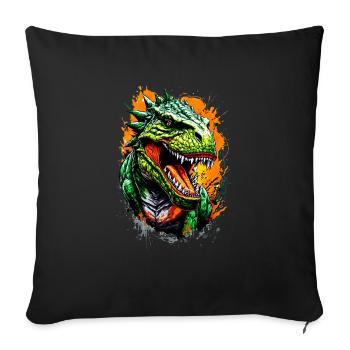 Aggressive dinosaur T Rex - Sofa pillowcase 17,3'' x 17,3'' (45 x 45 cm) - black - Front