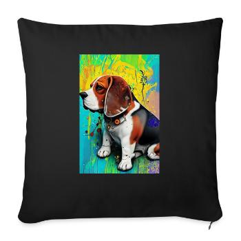 Modern Pop Art Print | colorful | Beagle Dog - Sofa pillowcase 17,3'' x 17,3'' (45 x 45 cm) - black - Front