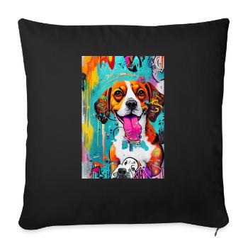 Modern Pop Art Print | colorful | Beagle Dog - Sofa pillowcase 17,3'' x 17,3'' (45 x 45 cm) - black - Front