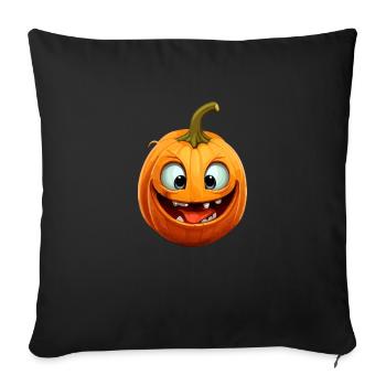 Citrouille joyeuse style Halloween - Housse de coussin décorative 45 x 45 cm - noir - Devant