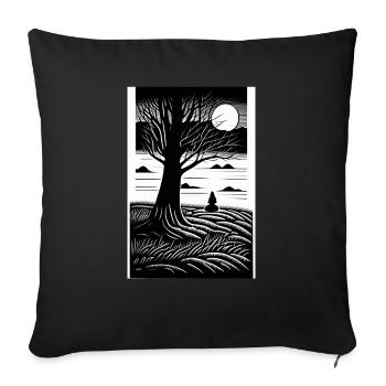 Pleine Lune en noir et blanc - Housse de coussin décorative 45 x 45 cm - noir - Devant