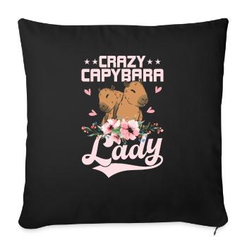 Crazy Capybara Lady Capibara Owner Mammal - Sofa pillowcase 17,3'' x 17,3'' (45 x 45 cm) - black - Front