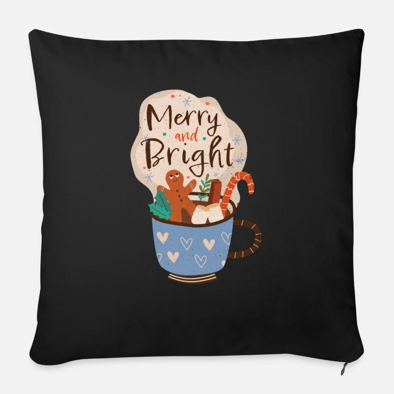 Merry and bright - Sofakissenbezug 45 x 45 cm - Schwarz
