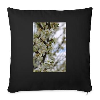 Arbre en fleur (Prunier) - Housse de coussin décorative 45 x 45 cm - noir - Devant