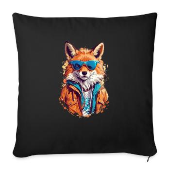 Cool Red Fox in Sunglasses - Sofa pillowcase 17,3'' x 17,3'' (45 x 45 cm) - black - Front