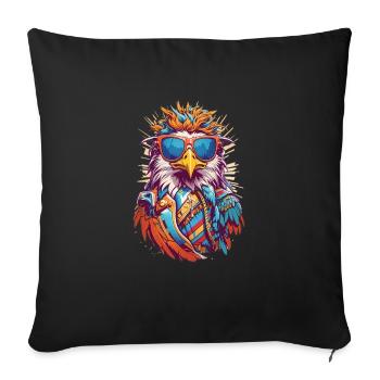 Cool Colourful Eagle in Sunglasses - Sofa pillowcase 17,3'' x 17,3'' (45 x 45 cm) - black - Front