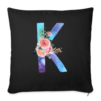 Letter K watercolor - Sofa pillowcase 17,3'' x 17,3'' (45 x 45 cm) - black - Front
