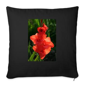 RED GLADIOLES - Sofa pillowcase 17,3'' x 17,3'' (45 x 45 cm) - black - Front