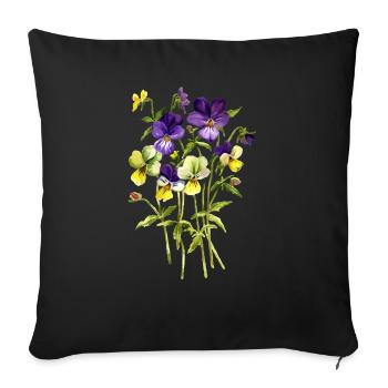 Flowers - Sofa pillowcase 17,3'' x 17,3'' (45 x 45 cm) - black - Front
