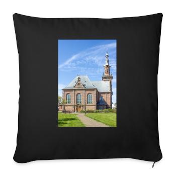 Nouvelle église (Nieuwe Kerk) à Katwijk aan zee - Housse de coussin décorative 45 x 45 cm - noir - Devant