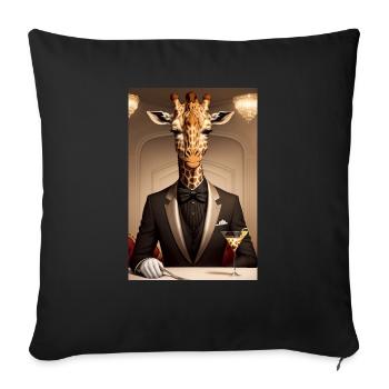 Une girafe au restaurant avec un martini - Housse de coussin décorative 45 x 45 cm - noir - Devant