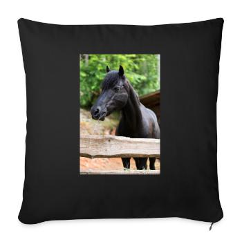 wunderschönes schwarze Ponystute Bianca - Sofakissenbezug 45 x 45 cm - Schwarz - Vorne
