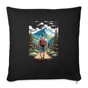 Aventure sur les sentiers de montagne - Housse de coussin décorative 45 x 45 cm - noir - Devant