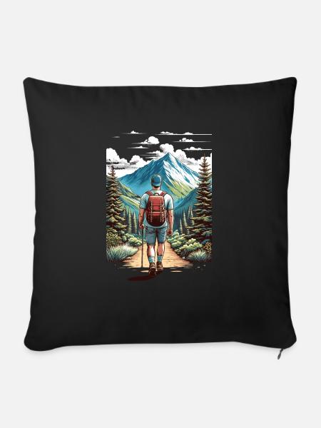 Abenteuer Bergpfad - Sofakissenbezug 45 x 45 cm - Schwarz