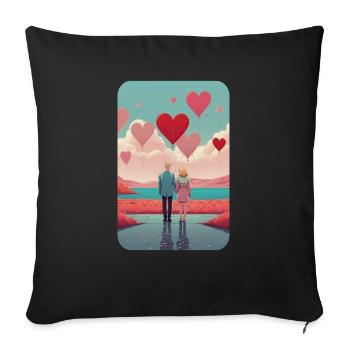 Paar am Valentinstag - Sofakissenbezug 45 x 45 cm - Schwarz - Vorne