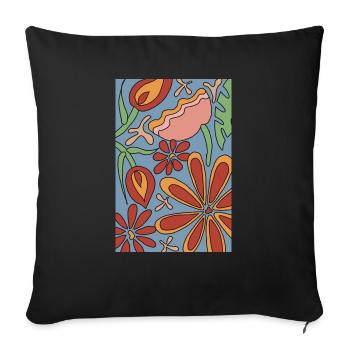 Spreatshirt Blumen - Sofakissenbezug 45 x 45 cm - Schwarz - Vorne
