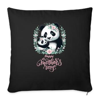 Happy Mother's Day Floral Wreath Mum Panda - Sofakissenbezug 45 x 45 cm - Schwarz - Vorne