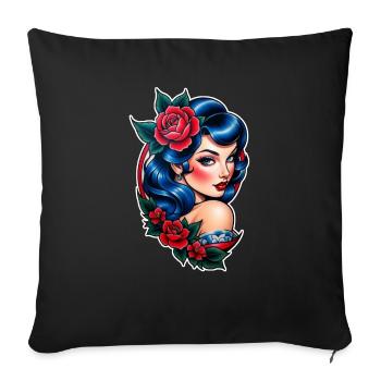 Rockabilly / Pin-up / 50er Jahre - Sofakissenbezug 45 x 45 cm - Schwarz - Vorne