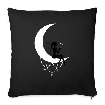 Fée Elfe Croissant de Lune Fantaisie - Housse de coussin décorative 45 x 45 cm - noir - Devant
