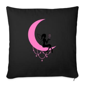 Fée Elfe Croissant de Lune Fantaisie - Housse de coussin décorative 45 x 45 cm - noir - Devant