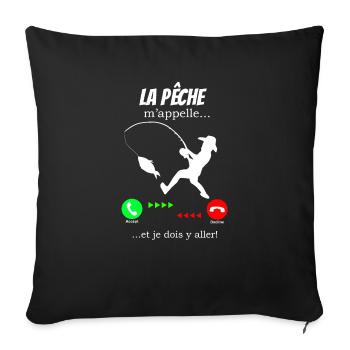 Das Angeln ruft mich - Sofakissenbezug 45 x 45 cm - Schwarz - Vorne