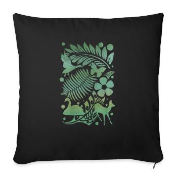 Natursilhouetten in Grün: Schwan, Farn und Hirsch - Sofakissenbezug 45 x 45 cm - Schwarz - Vorne