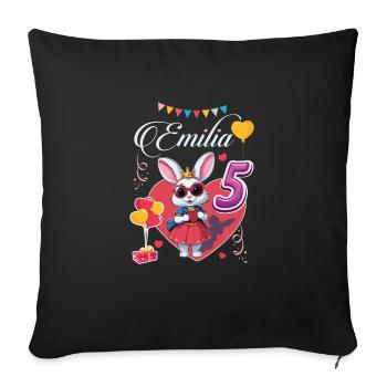 Birthday daughter granddaughter - 5 years old - EMILIA - Sofa pillowcase 17,3'' x 17,3'' (45 x 45 cm) - black - Front