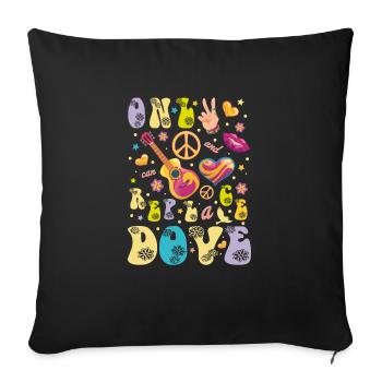 Hippie Retro Love Peace Rhyme Design - Sofa pillowcase 17,3'' x 17,3'' (45 x 45 cm) - black - Front