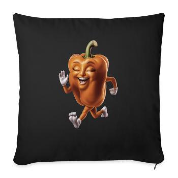 Paprika Geschenk - Sofakissenbezug 45 x 45 cm - Schwarz - Vorne