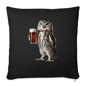Eule Bier - Sofakissenbezug 45 x 45 cm - Schwarz - Vorne