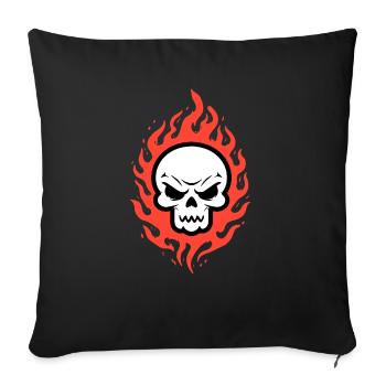 Crâne en flammes - Housse de coussin décorative 45 x 45 cm - noir - Devant