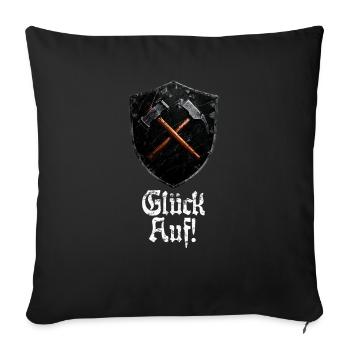Good luck on logo mining miner mallet and iron - Sofa pillowcase 17,3'' x 17,3'' (45 x 45 cm) - black - Front