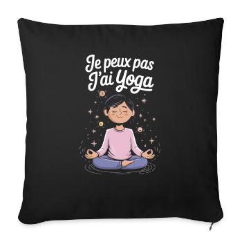 Je peux pas j'ai yoga - Housse de coussin décorative 45 x 45 cm - noir - Devant