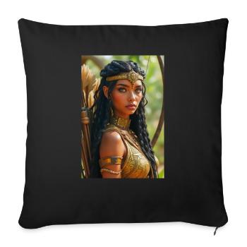 Neith, gepanzerte Kriegergöttin, hält einen Bogen in der Hand - Sofakissenbezug 45 x 45 cm - Schwarz - Vorne