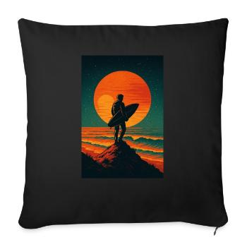 Sunset Seeker – Surfez sur les étoiles - Housse de coussin décorative 45 x 45 cm - noir - Devant