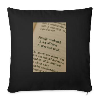Page dans le livre - Enfin le week-end - Housse de coussin décorative 45 x 45 cm - noir - Devant