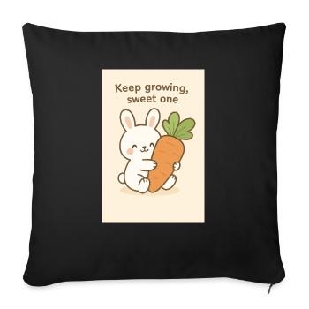 Kawaii Bunny Hugging Giant Carrot - Sofa pillowcase 17,3'' x 17,3'' (45 x 45 cm) - black - Front