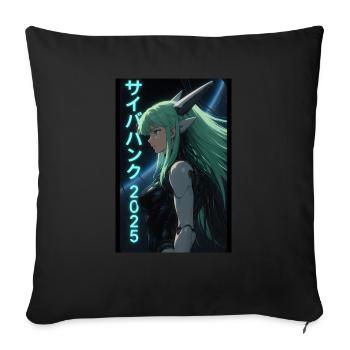 Cyberpunk 2025, Anime Manga Art - Sofa pillowcase 17,3'' x 17,3'' (45 x 45 cm) - black - Front