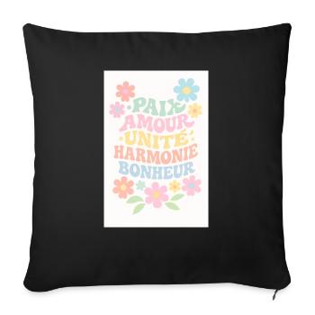 Peace and happiness - Housse de coussin décorative 45 x 45 cm - noir - Devant