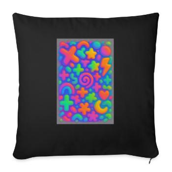 Neon Overload – Überlappende 3D Pop-Art Explosion - Sofakissenbezug 45 x 45 cm - Schwarz - Vorne