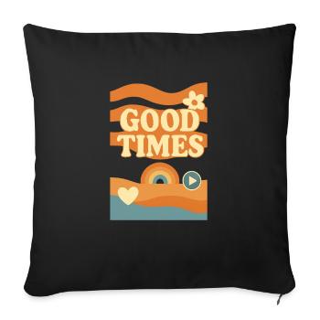Good Times – Retro Design with Rainbow and Flowers - Sofa pillowcase 17,3'' x 17,3'' (45 x 45 cm) - black - Front