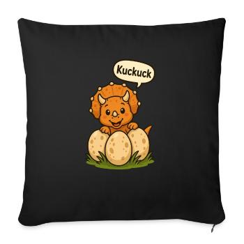 Cuckoo The Happy Triceratops - Sofa pillowcase 17,3'' x 17,3'' (45 x 45 cm) - black - Front