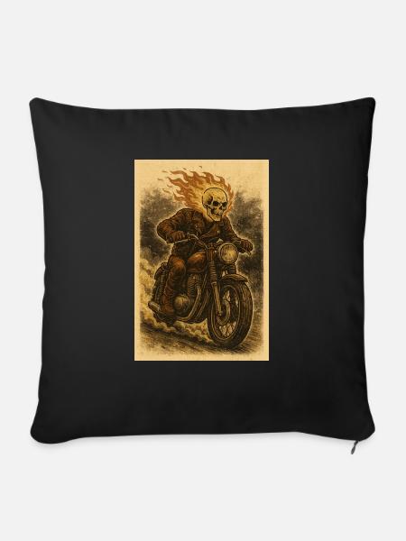 Ghost Rider im Vintage-Stil - Sofakissenbezug 45 x 45 cm - Schwarz
