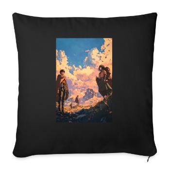 Epic Anime Journey Begins - Sofa pillowcase 17,3'' x 17,3'' (45 x 45 cm) - black - Front