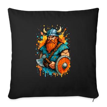 Bandes dessinées vikings éclaboussures de couleurs - Housse de coussin décorative 45 x 45 cm - noir - Devant